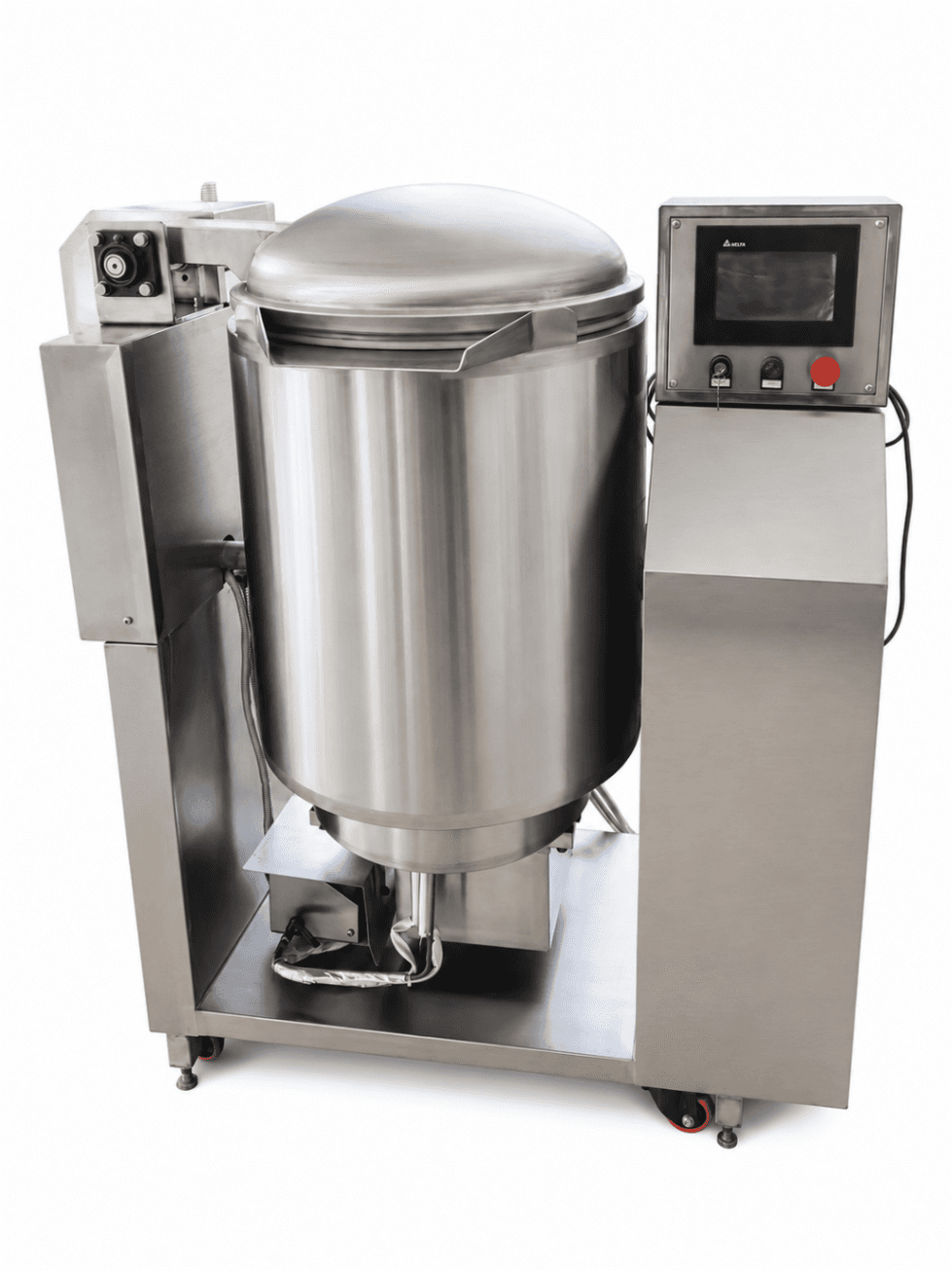 Tilting Kettle / Tilting Cooking Pan 100 L with Indirect Gas Heating, Electric Tilting, Mixer and PLC - FULL