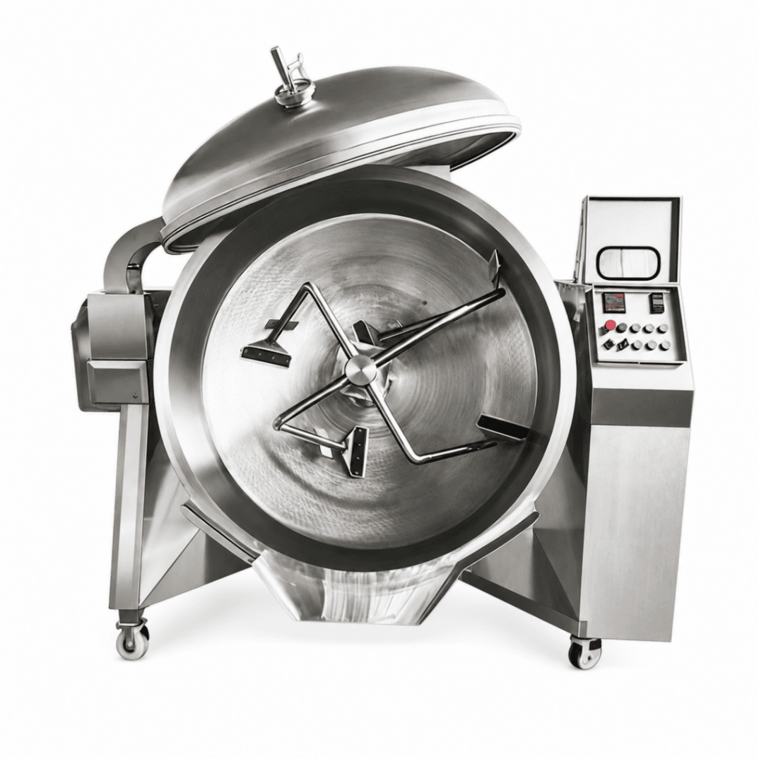 Tilting Kettle / Tilting Cooking Pan 200 L with Direct Gas Heating, Electric Tilting, Mixer and PLC - FULL