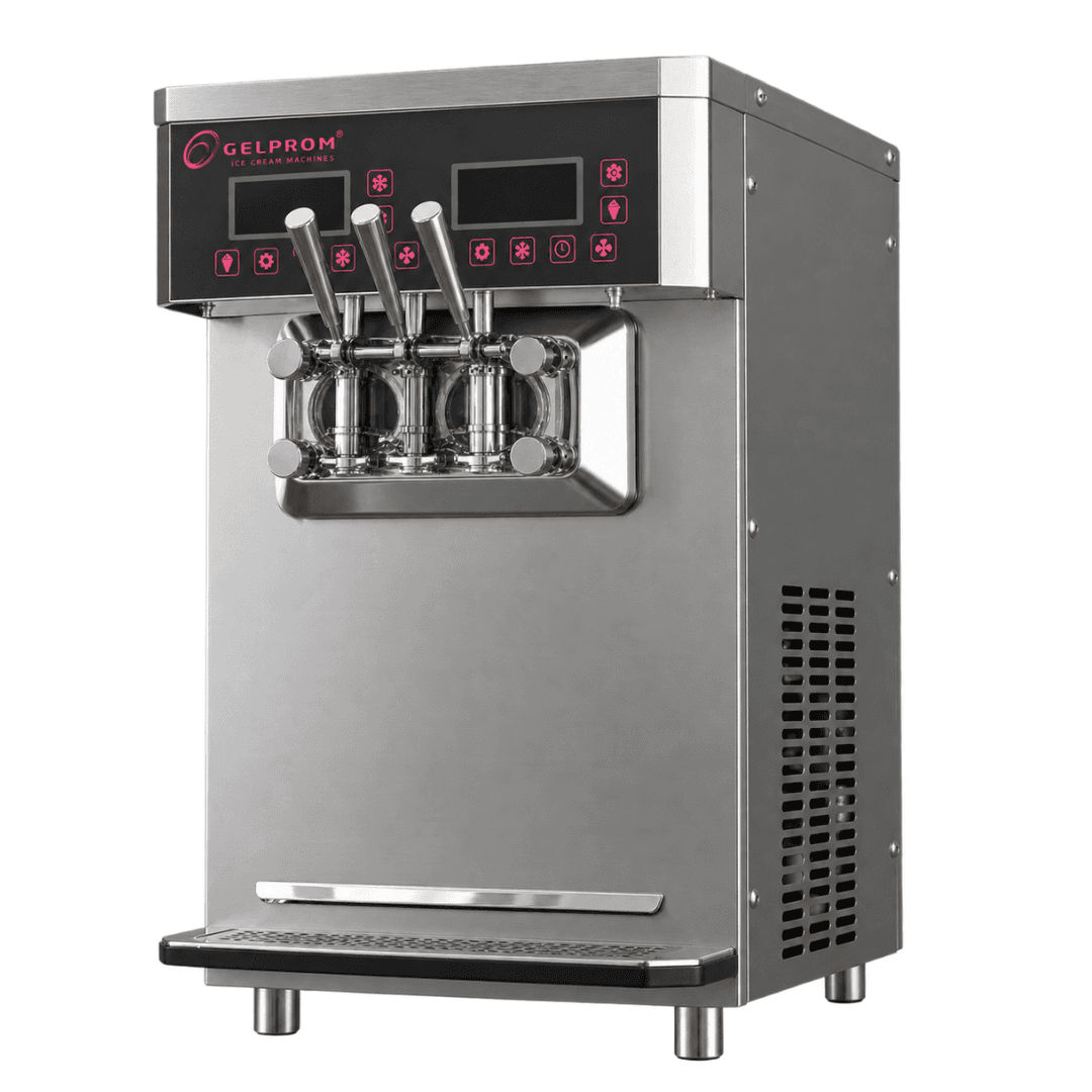Máquina profesional de helado suave GP300DC/T – sobremesa, doble sistema, 2 sabores + mix
