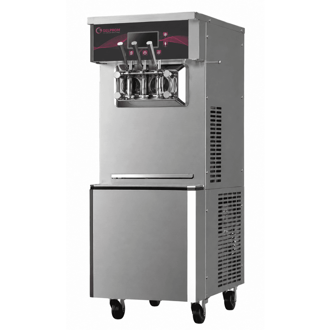 Máquina profesional de helado suave GP300F-AP-D – de pie, 2 sabores + mix, con bomba y Defrost