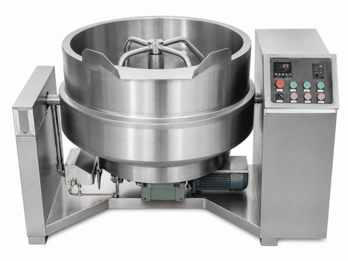 Tilting Kettle / Tilting Cooking Pan 400 L with Indirect Gas Heating, Electric Tilting and Mixer - BASIC