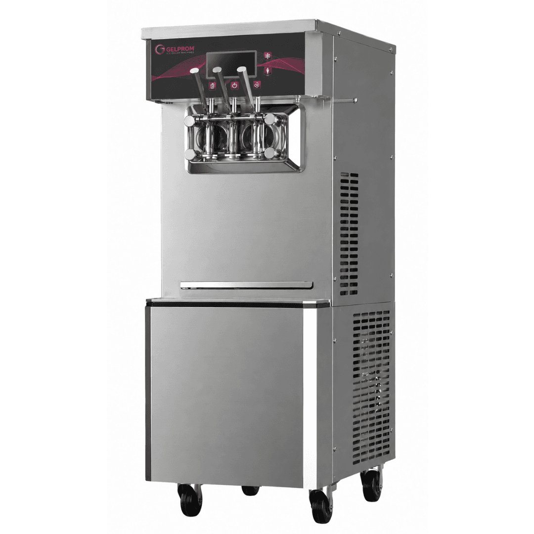 Máquina profesional de helado suave GP300F-D – de pie, 2 sabores + mix, Defrost