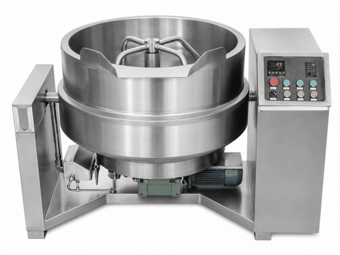 Tilting Kettle / Tilting Cooking Pan 200 L with Direct Gas Heating, Electric Tilting and Mixer - BASIC