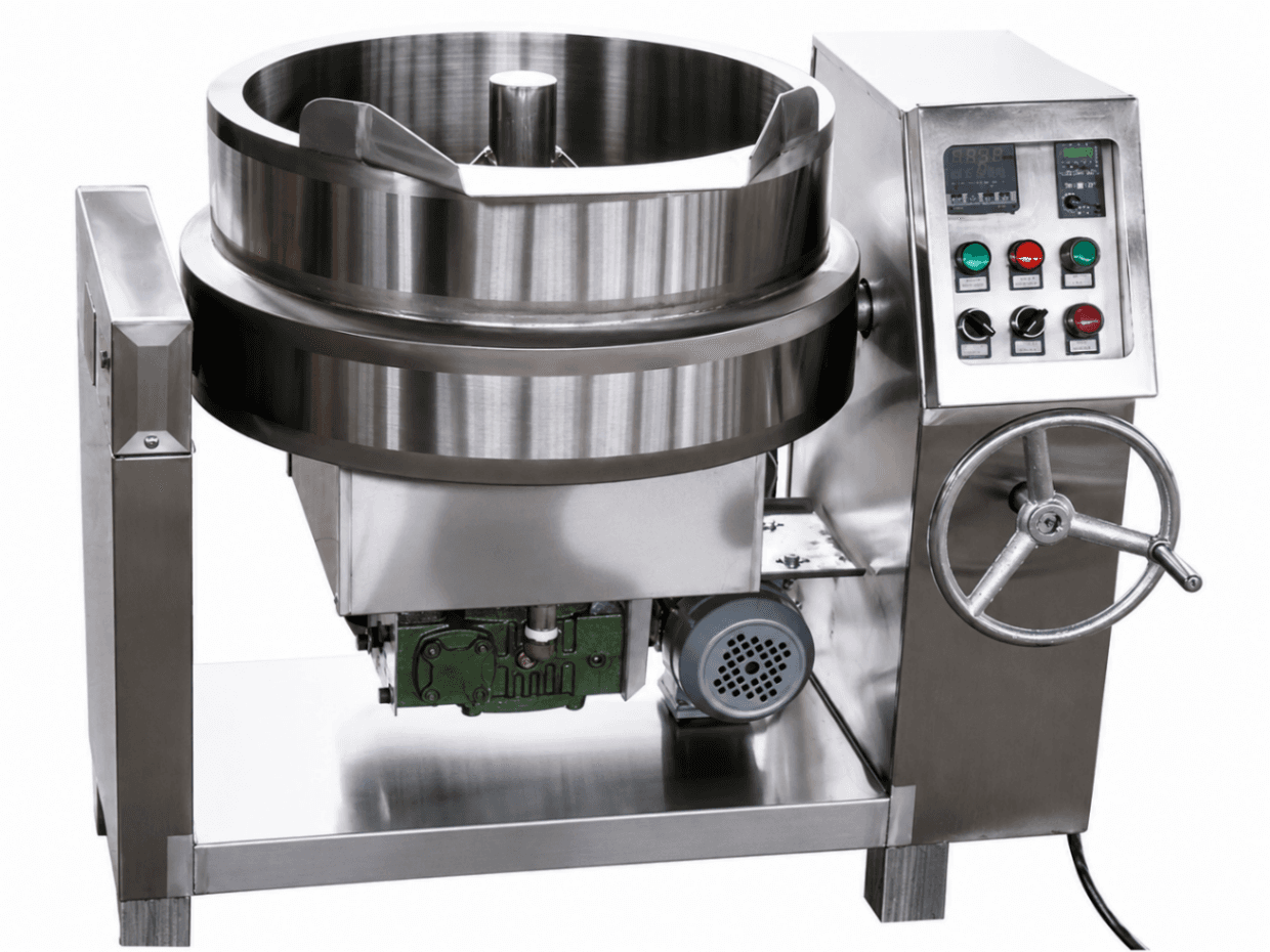 Tilting Kettle / Tilting Cooking Pan 200 L with Electric Heating, Manual Tilting, Mixer and PLC - FULL