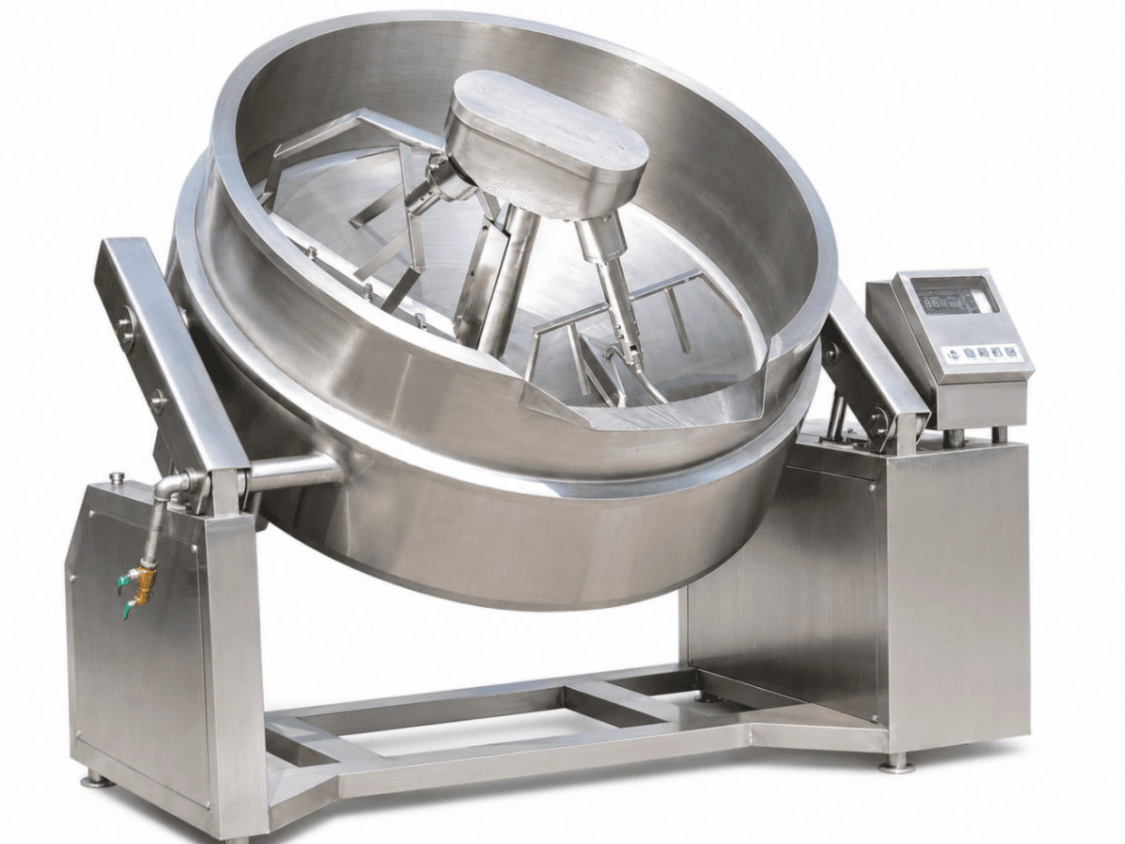 400 L Steam-Jacketed Tilting Kettle / Tilting Cooking Pan with Double-Arm Mixer - BASIC
