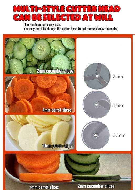 Cortador de Vegetales Multifuncional de Alta Potencia con Disco de 205mm y 5 Cuchillas | 750W WED-QC