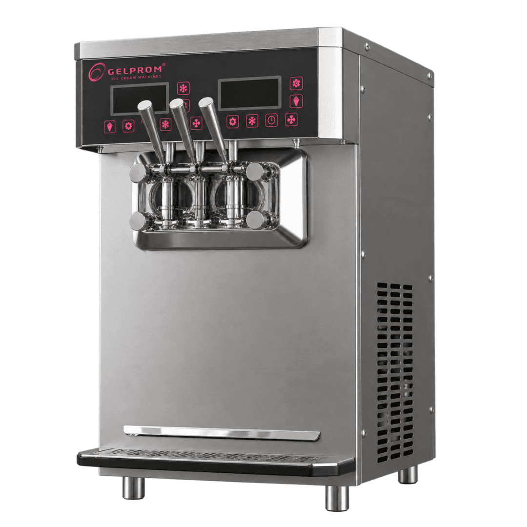 Máquina profesional de helado suave GP300DC/T-AP – doble sistema, 2 sabores + mix, con bomba