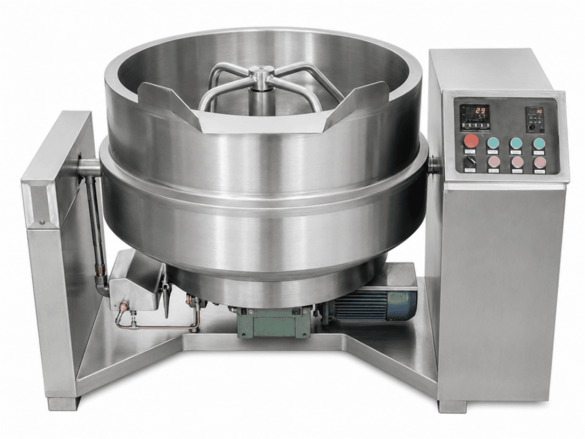 Tilting Kettle / Tilting Cooking Pan 400 L with Direct Gas Heating, Electric Tilting and Mixer - BASIC