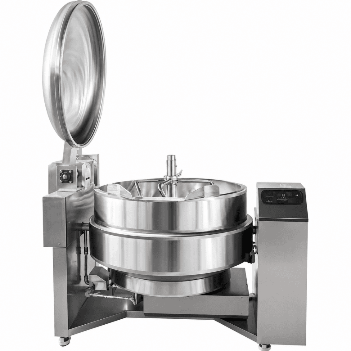 Tilting Kettle/Pan 600L Electric with Side Valve, Mixer and PLC - FULL