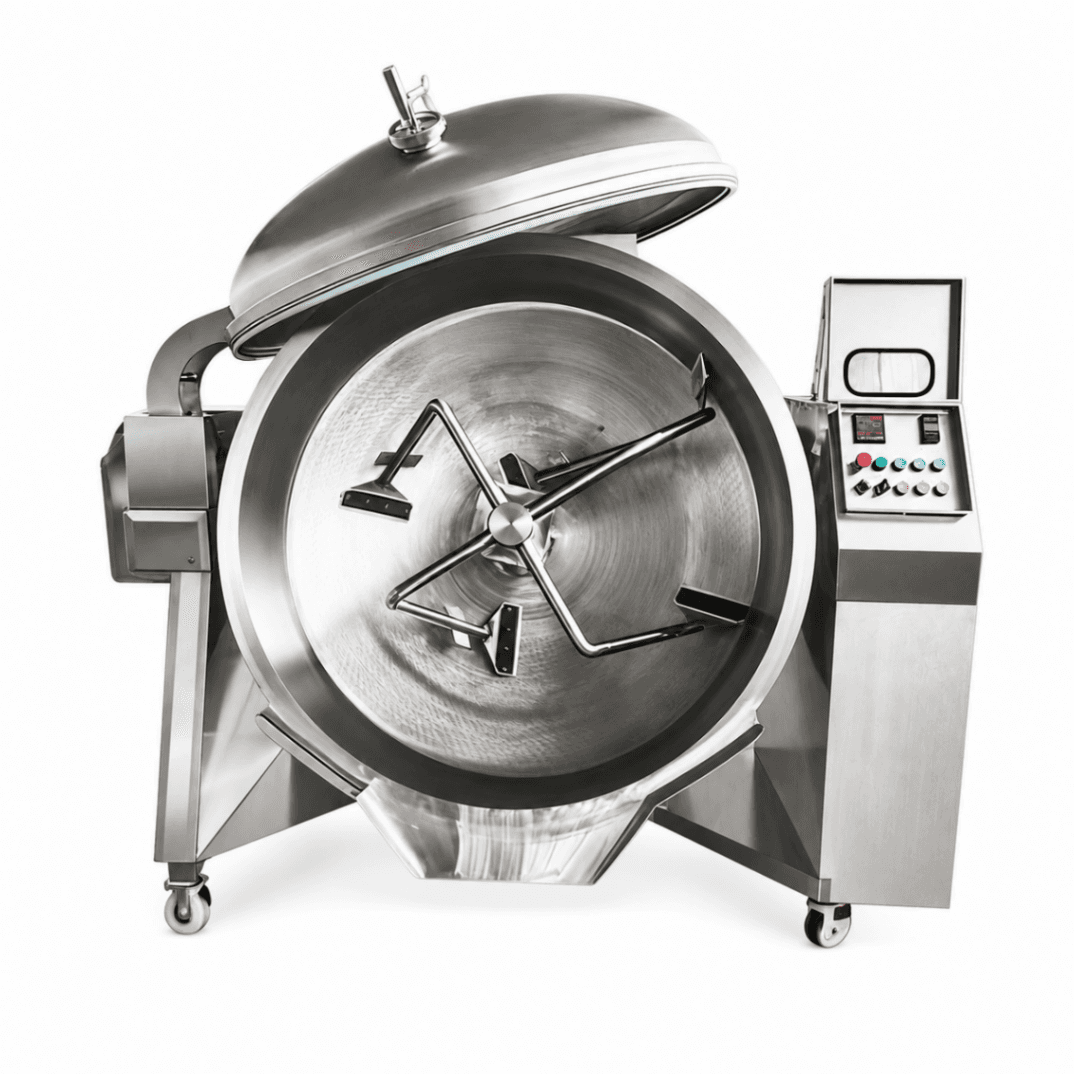 Tilting Kettle / Tilting Cooking Pan 400 L with Direct Gas Heating, Electric Tilting, Mixer and PLC - FULL