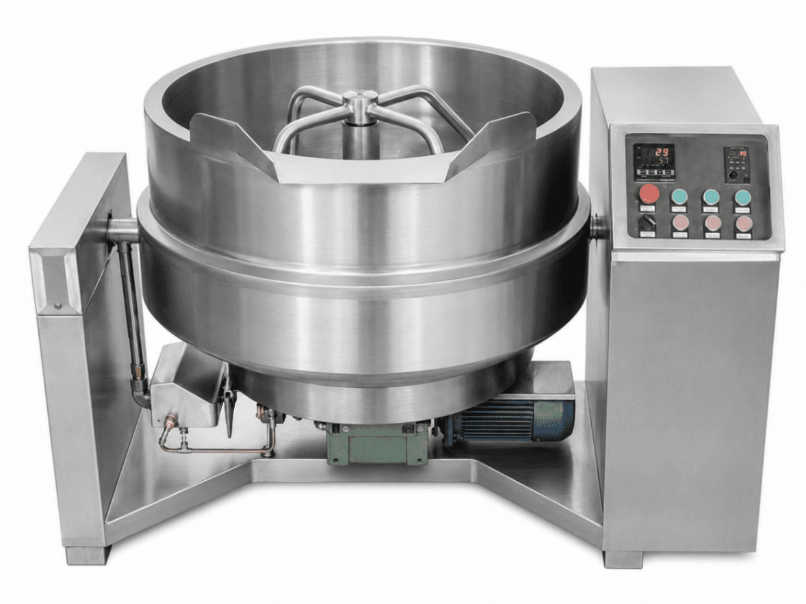Tilting Kettle / Tilting Cooking Pan 600 L with Direct Gas Heating, Electric Tilting and Mixer - BASIC