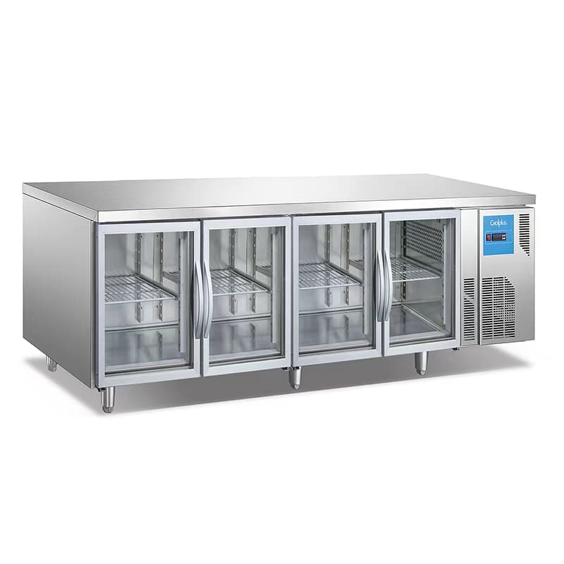 Bancada Congeladora Comercial GN 1/1 de 4 Portas de Vidro | Frio Negativo 2250mm com Dixell e R290 TD23L4G