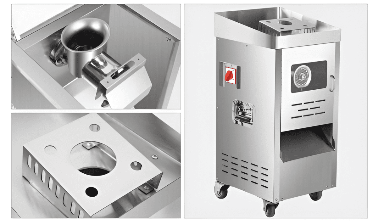 Picadora de Carne Industrial 220 kg/h para Carnicerías | Tolva Desmontable 2200W PT-3-DJ22