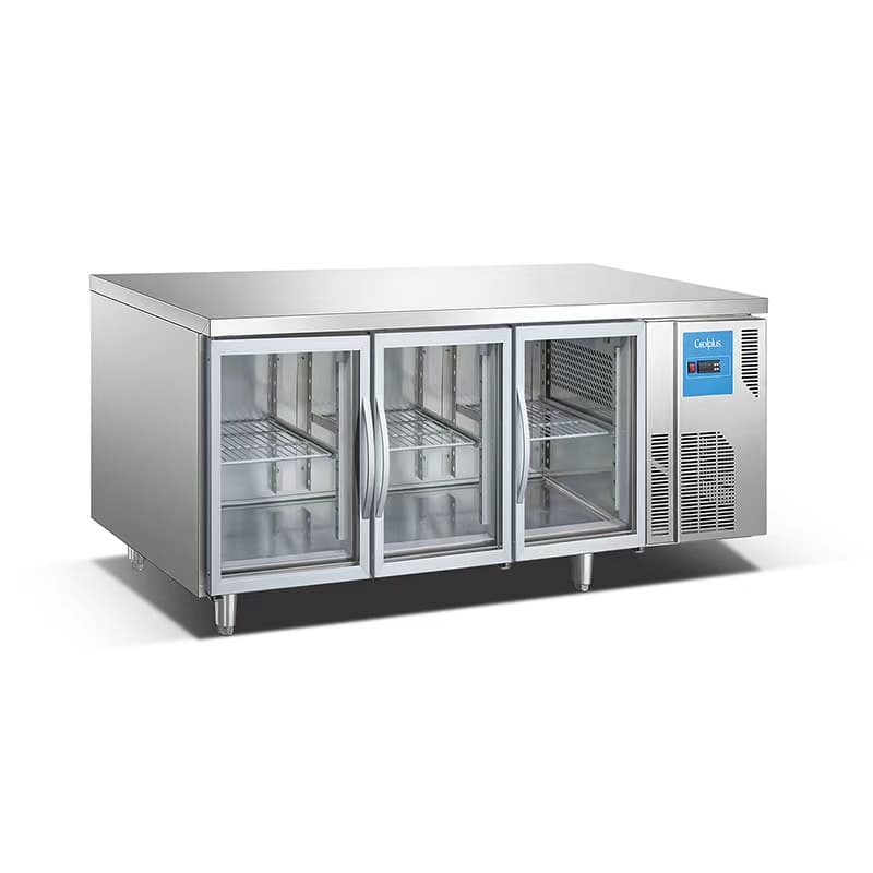 Bancada Refrigerada Comercial GN 1/1 de 3 Portas de Vidro | Frio Positivo 1800mm com Dixell e R290 TG18L3G